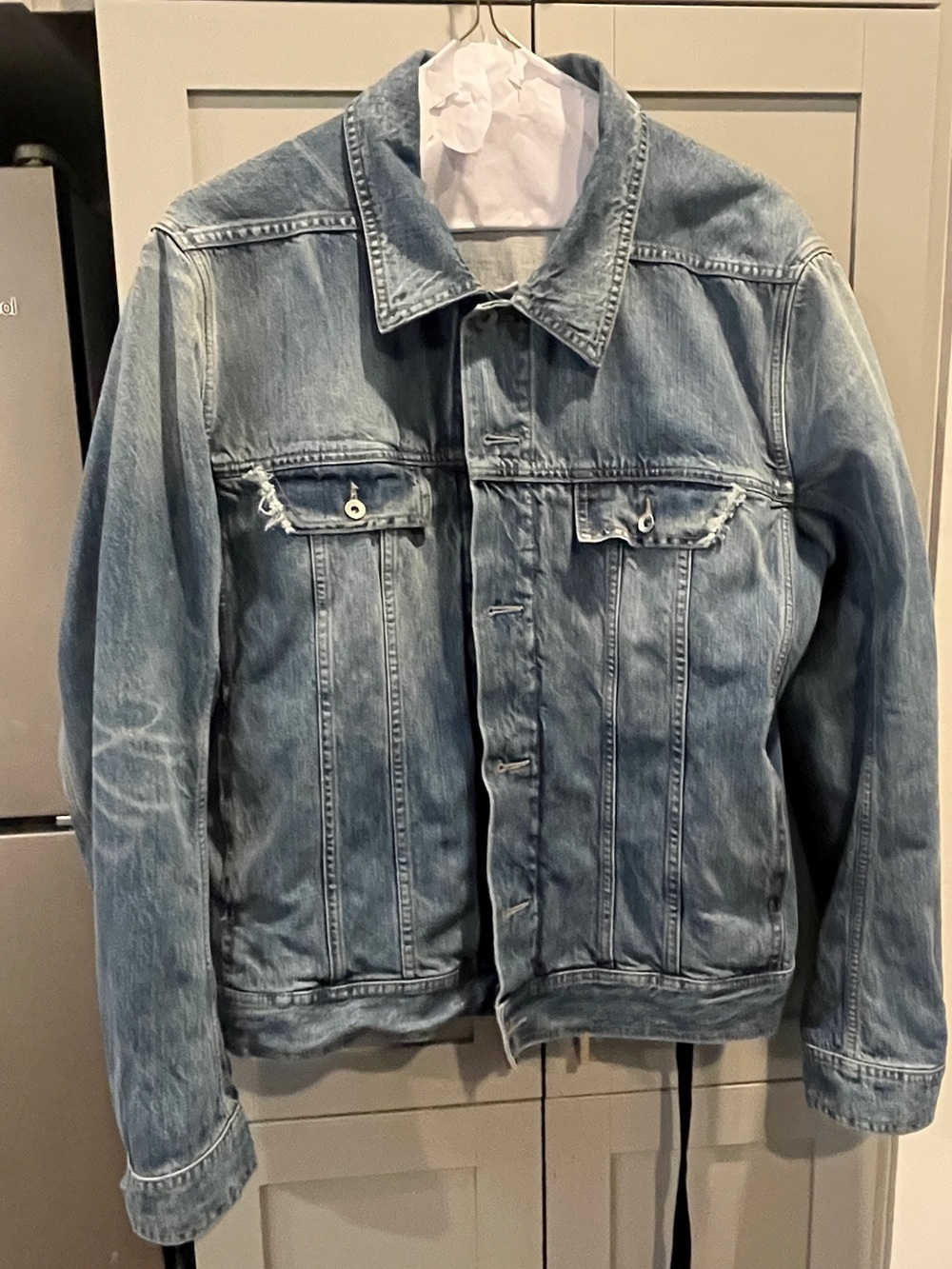 Rick Owens Light Blue Washed Denim Trucker Jacket